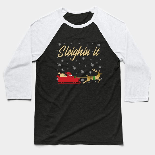 Sleighin It Baseball T-Shirt by SiGo